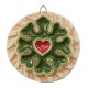 Pendentif rond en Céramique Émaillée avec cœur Fleuri 58 mm
