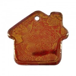 Enameled Ceramic Pendant Red House 51x46mm