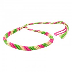 Bracelet D'Amitié Tissé rose vert 5 mm