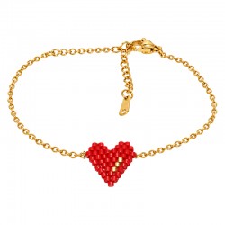 Bracciale in Acciaio Inossidabile 304 con Cuore Miyuki 16+5 cm