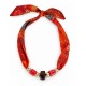 Collier avec Foulard Rouge et Perles Marron et Dorées