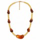 Collana con Pendenti Marroni e Perline Rotonde Dorate