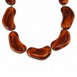 Necklace with Tan Irregular Beads & Gold Accents