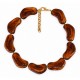 Necklace with Tan Irregular Beads & Gold Accents
