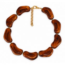 Necklace with Tan Irregular Beads & Gold Accents