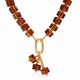 Collier avec des Cubes Transparents Marron et un Anneau Doré