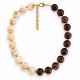 Collana con Perline Beige-Marroni e Perline Dorate