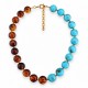 Collana con Perline Marroni-Turchesi e Perline Dorate