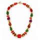 Necklace with Multicolor Irregular Beads & Gold Accents