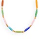 Collana con Perline Lunghe Multicolori e Perline Rotonde Dorate