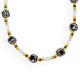 Necklace with Black Cube Beads, Clear & Gold Beads