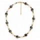 Collar Con Cuentas Cúbicas Negras, Cuentas Transparentes Y Doradas