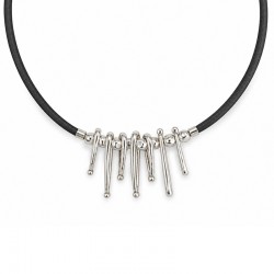 Collana con Barre Pendenti in Argento e Perline su Cordoncino Nero
