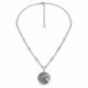 Necklace with Silver Embossed Coin on a Silver Chain