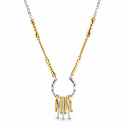 Collana con Barra a U in Argento e Pendenti a Goccia in Oro e Argento