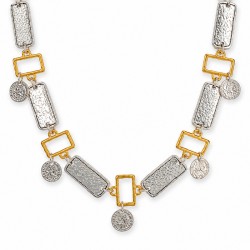 Collana con Placche d'Argento ed Elementi Geometrici Dorati