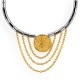 Collier avec Hématite et Pièce en Forme d’Abeille Dorée avec Maillons Drapés