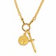 Collier avec pièce en or gaufrée et pendentif en forme d’épée