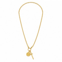 Collana con Moneta Dorata in Rilievo e Ciondolo a Forma di Spada