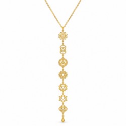 Collier avec Symboles des Chakras Dorés et Chaîne Fine