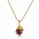 Collana con Perla in Ceramica Bordeaux e Cappuccio Dorato