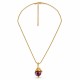 Collier avec une perle en céramique bordeaux et un capuchon doré