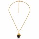 Necklace with a Brown Ceramic Bead & Gold Cap