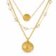 Necklace with White Pearls & Gold Coin Chains