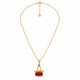 Collar con Candado Dorado y Esmalte Rojo y Verde