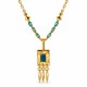 Collana con smalto turchese e ciondolo geometrico dorato