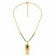 Collar con Esmalte Turquesa y Colgante Geométrico Dorado