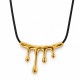 Necklace with Gold Drip Pendant & Black Cord