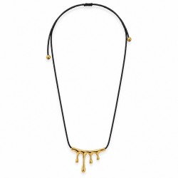 Necklace with Gold Drip Pendant & Black Cord