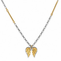 Collana con Ali Bicolori e Barre Dorate su Catena