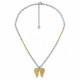 Necklace with Two-Tone Wings & Gold Bars on Chain