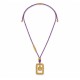 Collana con Farfalla Dorata e Cordoncino Intrecciato Viola