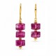 Gold Earrings with Fuchsia Acrylic Beads