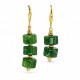 Gold Earrings with Green Acrylic Beads