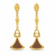 Gold Earrings with Shells and Brown Fan