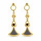 Pendientes de Oro con Formas Geométricas y Abanico Negro