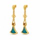 Orecchini in Oro con Forme Geometriche e Ventaglio Turchese