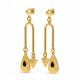 Pendientes de Oro con Gota Negra y Motivos Geométricos