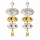 Earrings with Two-Tone Geometric Oval Elements & Drop