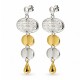 Pendientes Con Elementos Ovalados Geométricos Bicolor Y Colgante