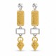 Boucles d'oreilles avec monture bicolore et diamant en relief