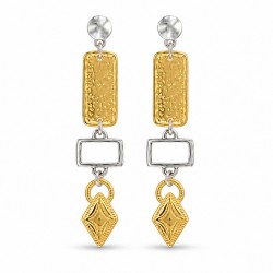 Orecchini con Montatura Bicolore e Diamante in Rilievo