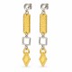 Pendientes con Marco Bicolor y Diamante en Relieve