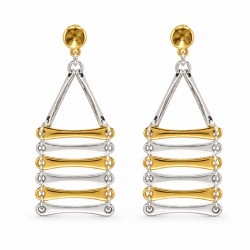 Earrings with Two-Tone Geometric Design & Hanging Base