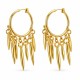 Hoop Earrings with Dangling Spikes & Gold Chains