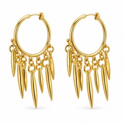 Pendientes de Aro con Puntas Colgantes y Cadenas Doradas